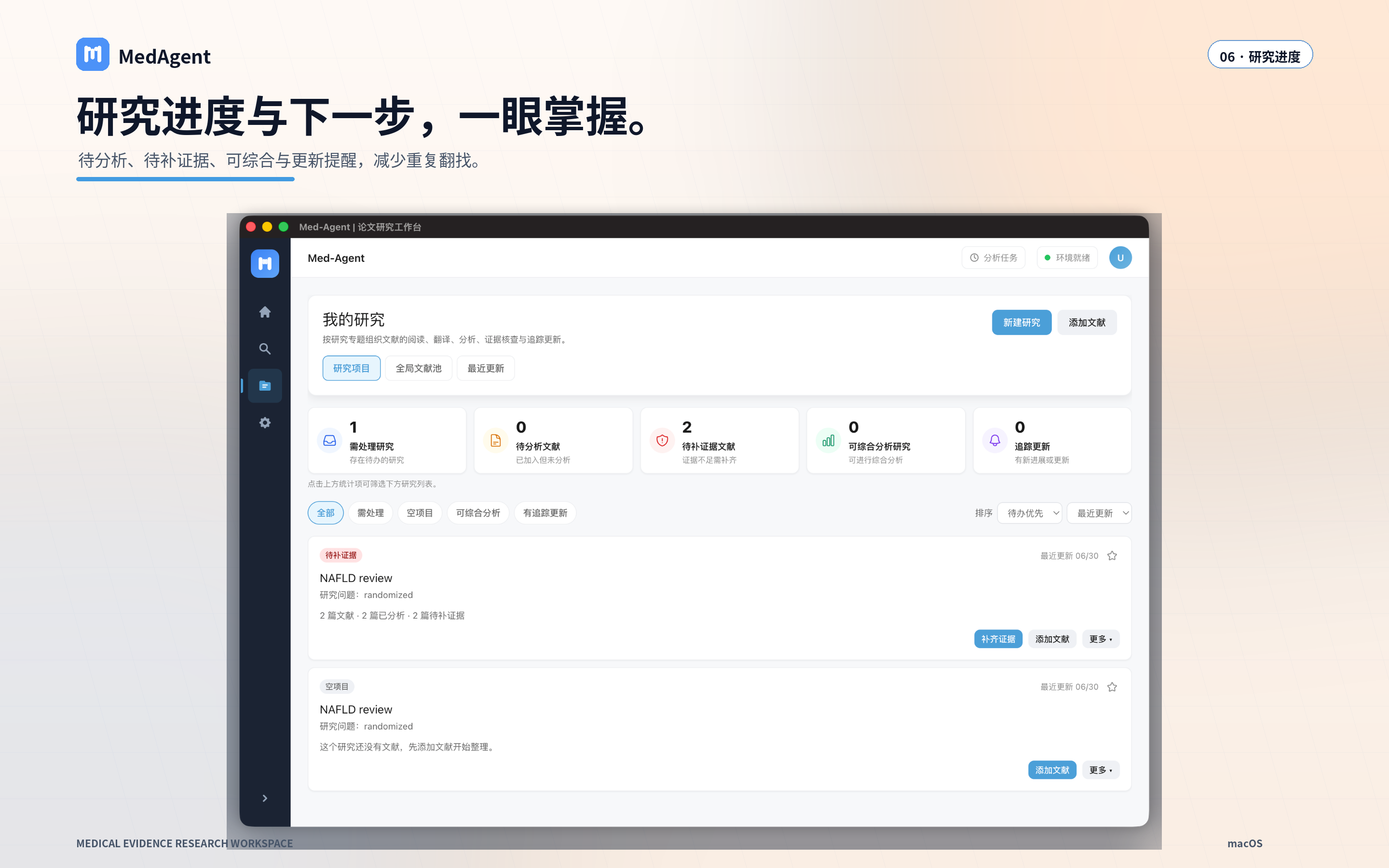 MedAgent 研究进度与下一步建议页面