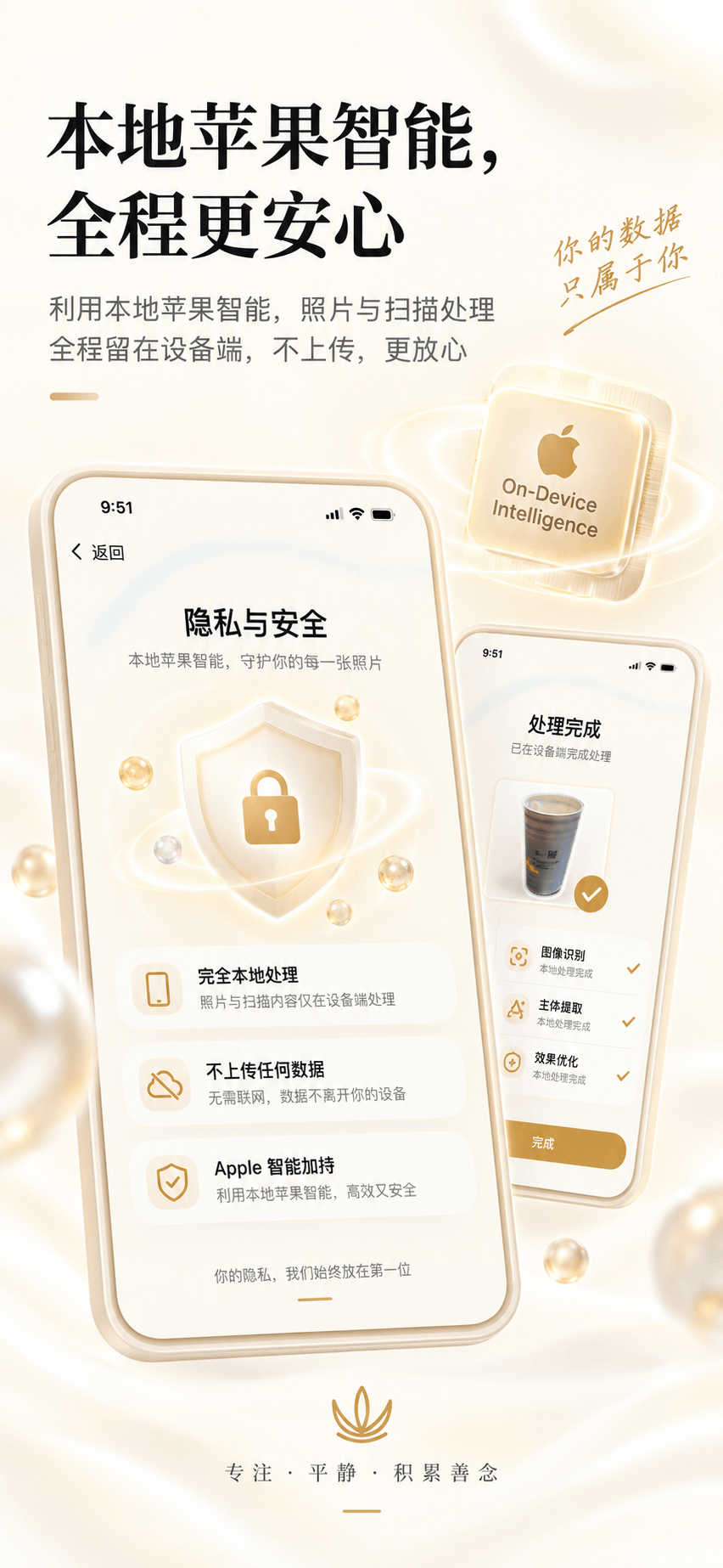 我的敲敲基于本地苹果智能的隐私保护页面